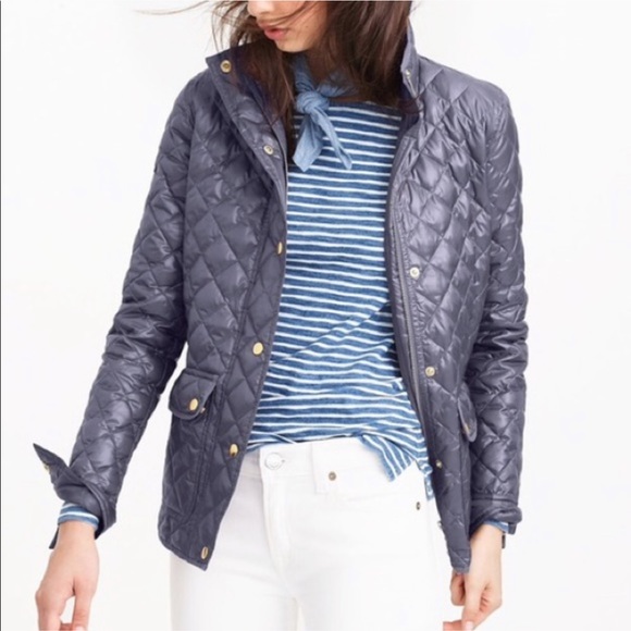 J. Crew Jackets & Blazers - J Crew shiny gray downtown puffer jacket